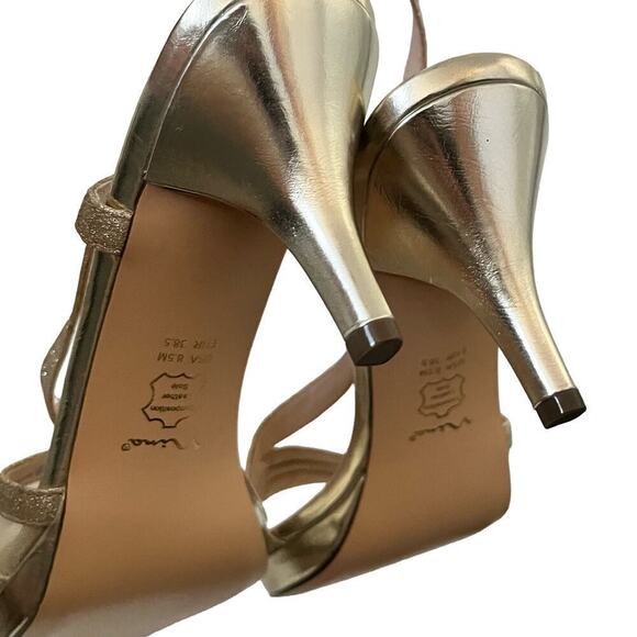Touch of Nina Nykole Gold Heeled Sandals Size 8.5 Strappy Sparkly Party Shoes - Picture 11 of 12